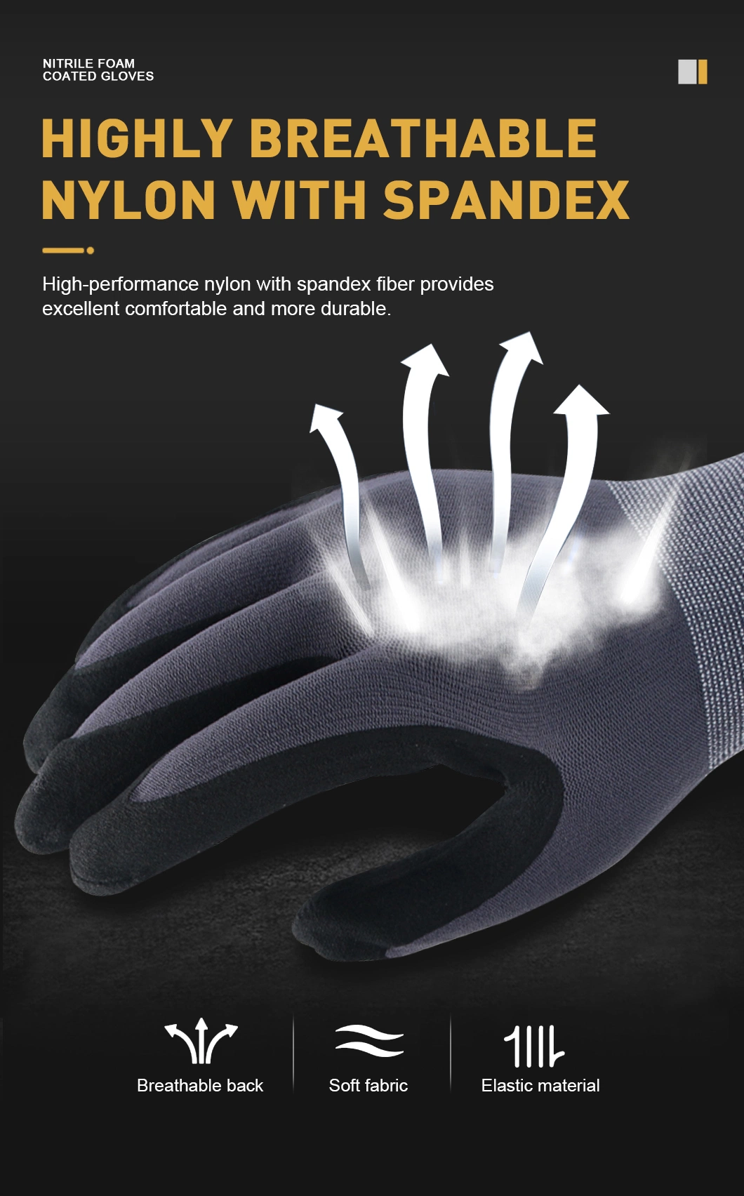 CE Maxiflex Type Nylon Spandex Ultra Micro Foam Nitrile Coated Safety Work Protective Gloves