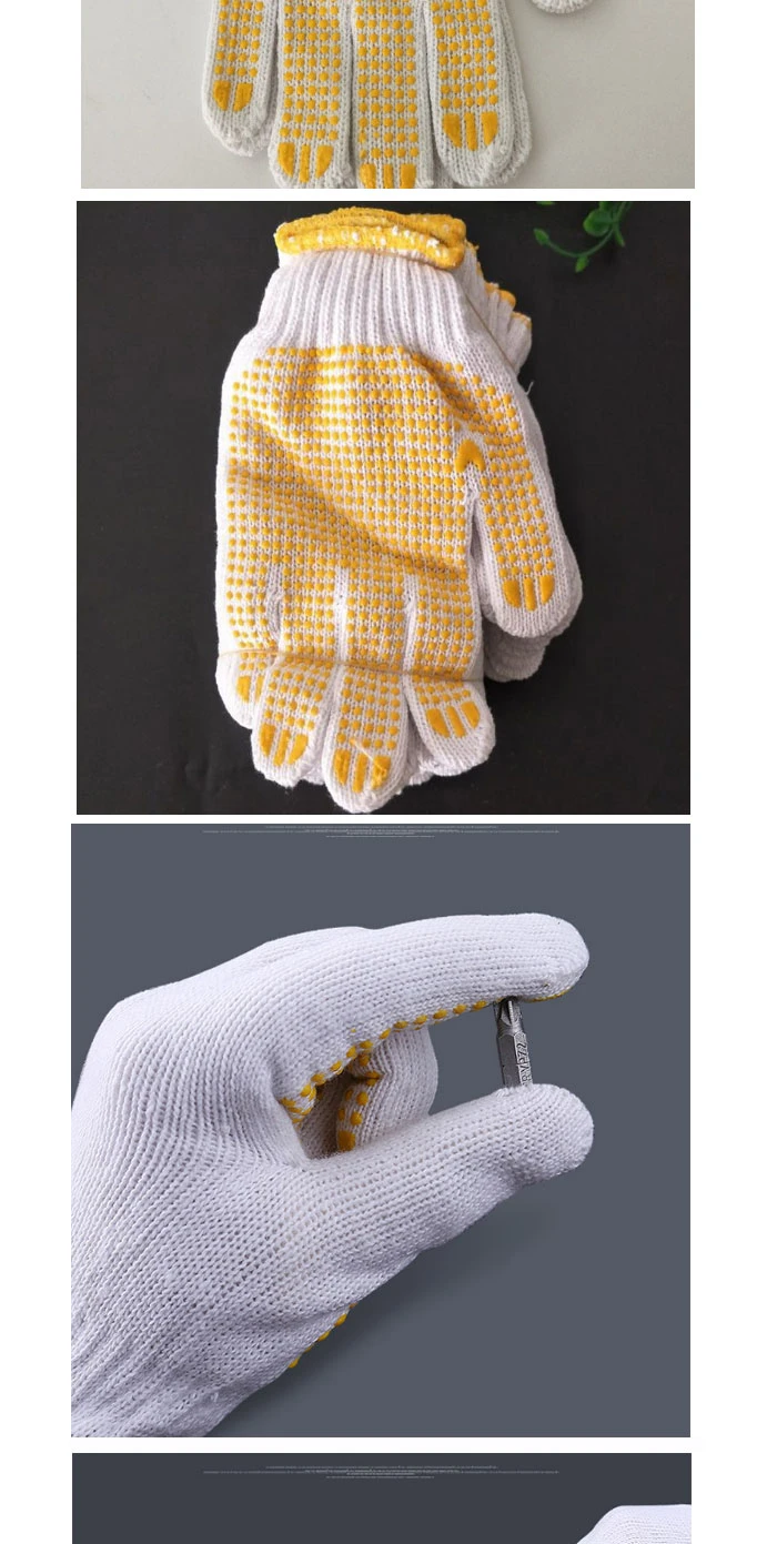 Wholesale Cotton Poly Resistant Knitted Dotted PVC Coated Safety Gloves