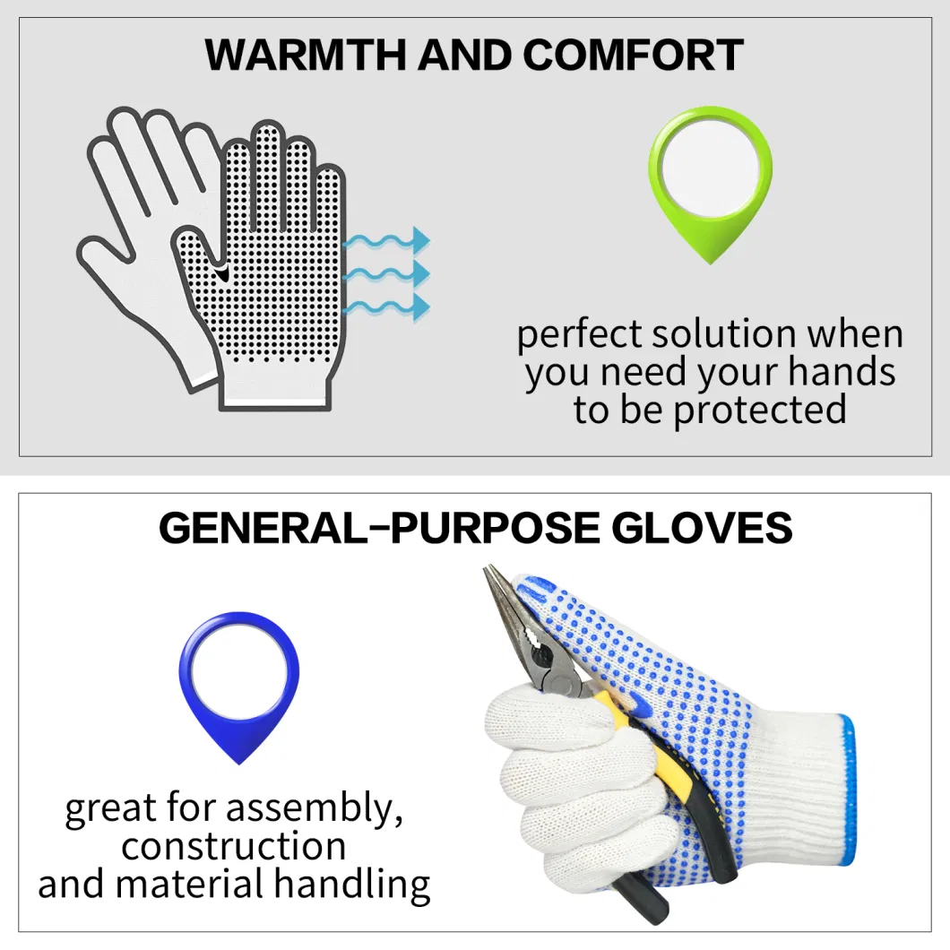 China Wholesale Safety Work Guante Industrial/Construction Hand PVC/Dotted/Dots Cotton Knitted Gloves