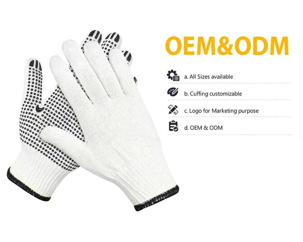 China Wholesale 30-80g/Pair PVC Dotted/Dots Cotton Knitted Safety Work Gloves for Working