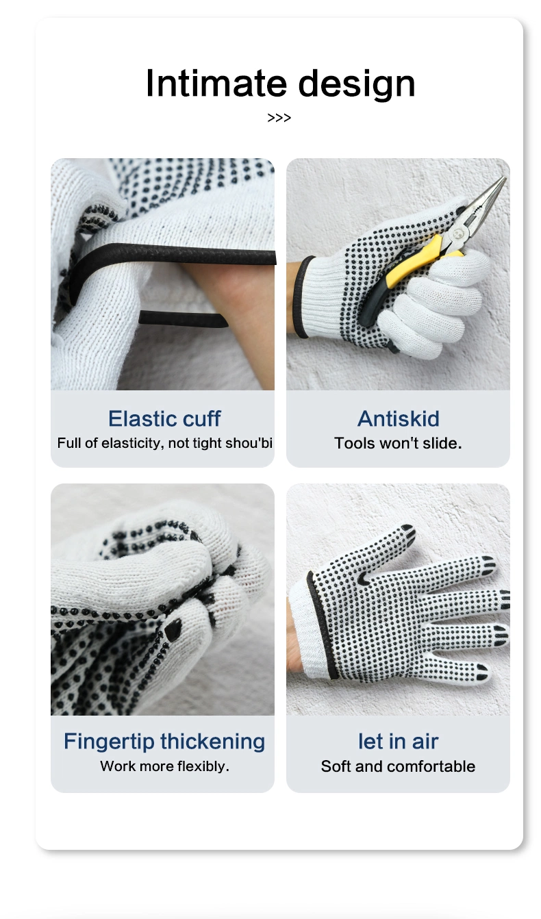 China Wholesale PVC/Dotted/Dots Glove Safety Work Guante Cotton Knitted Gloves for Working