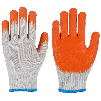 10 ゲージ卸売安いオレンジ ラテックス コーティングされた Guantes ニット綿手の安全作業手袋